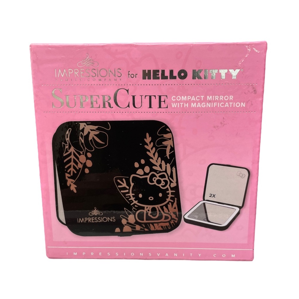 HELLO KITTY IMPRESSIONS SUPERCUTE COMPACT MIRROR WITH MAGNIFICATION - Black